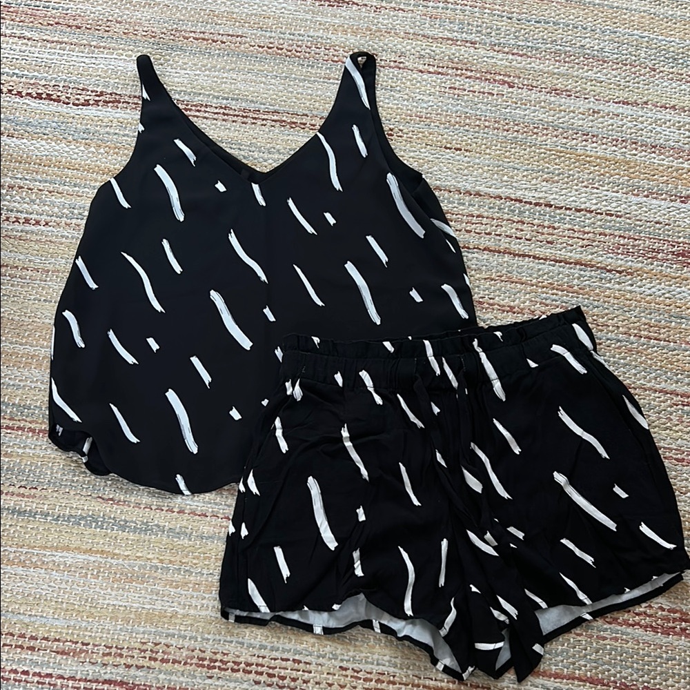 Loft Black and White Women's Matching short and top Set